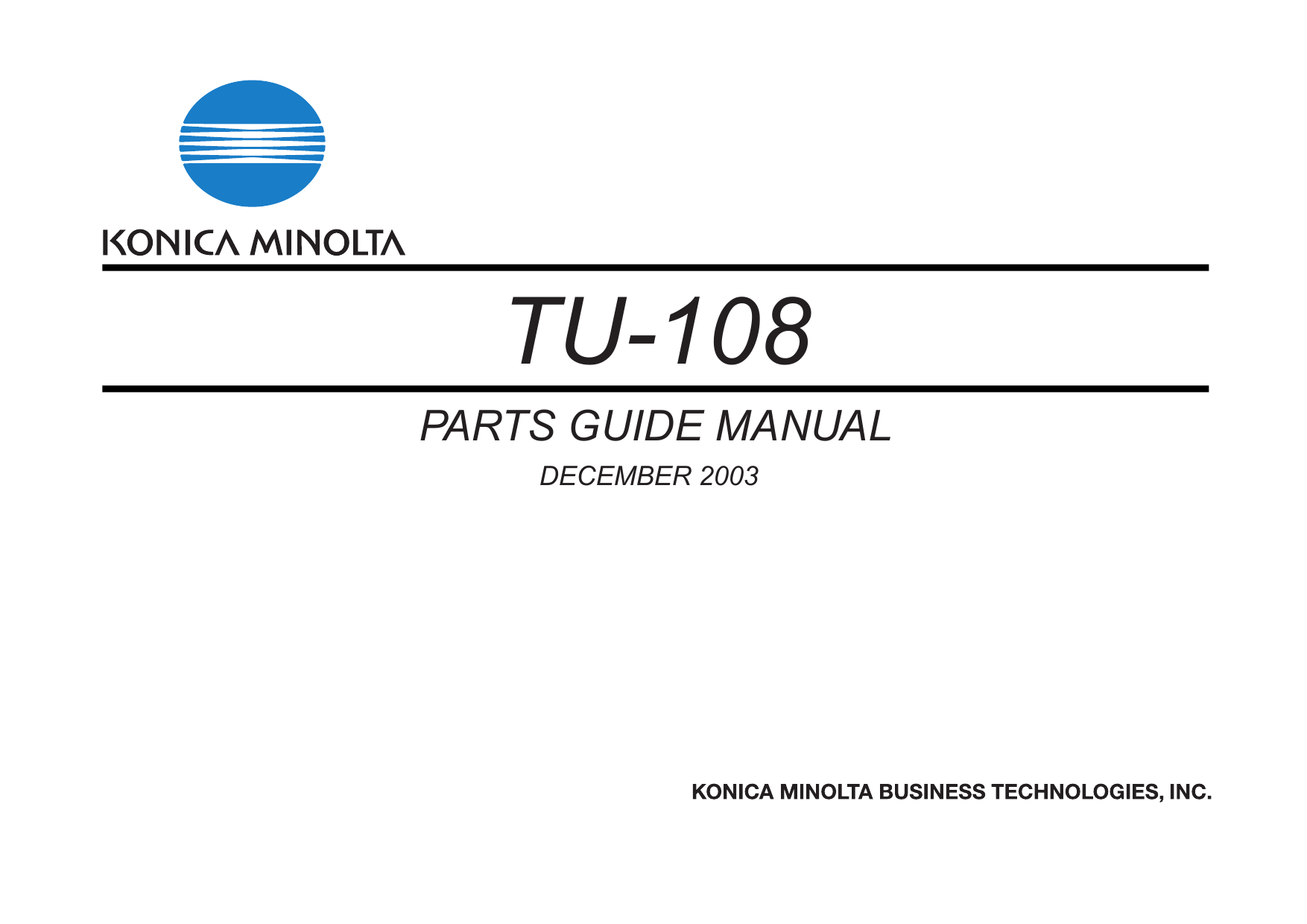 Konica-Minolta Options TU-108 Parts Manual-1